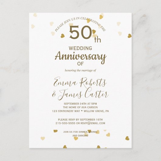Gouden 50e Jubileum Briefkaart (Voorkant)