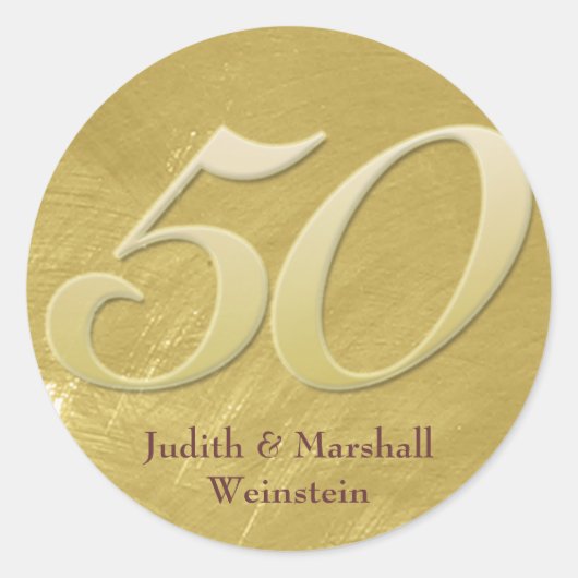 Gouden (50e) Jubileum Faux Metal-Look Ronde Sticker (Voorkant)