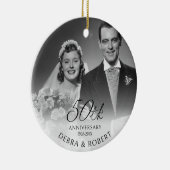 Gouden 50e Jubileum Foto Ornament met QR-code (Rechts)