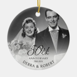 Gouden 50e Jubileum Foto Ornament met QR-code