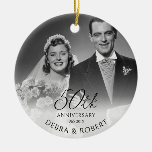 Gouden 50e Jubileum Foto Ornament met QR-code (Voorkant)