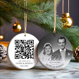 Gouden 50e Jubileum Foto Ornament met QR-code