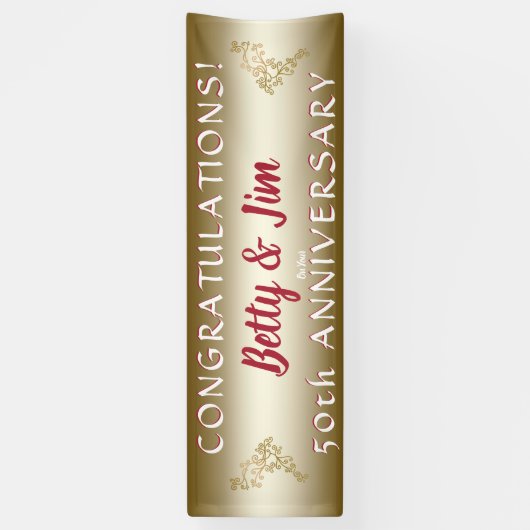 Gouden 50e Jubileum hangbanner Spandoek (Verticaal)
