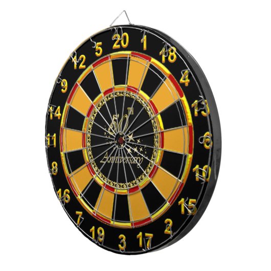 Gouden 50e Jubileum vergulde folie Dartbord (Voorkant Rechts)