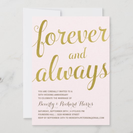 Gouden 50e | Nep goud folie jubileumfeest Kaart (Voorkant)