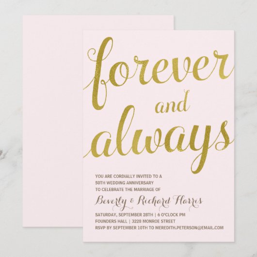 Gouden 50e | Nep goud folie jubileumfeest Kaart (Voorkant / Achterkant)