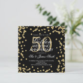 Gouden 50e trouwdag glitters confetti kaart (Staand voorkant)
