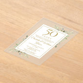 Gouden 50e trouwdag waterverf groen acryl uitnodigingen (Laagn)