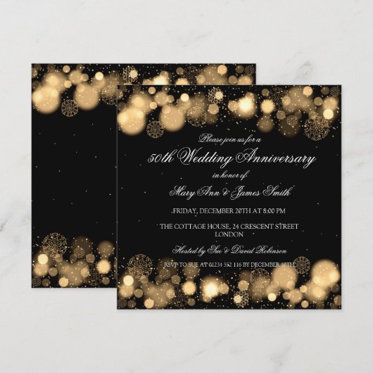 Gouden 50e trouwdag Winter Kaart (Voorkant / Achterkant)
