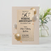 Gouden 50e trouwdagjubileum kaart (Staand voorkant)