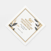 Gouden 50e trouwdagjubileum Zwart en Goud, Servet (Hoek)