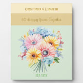 Gouden 50e verjaardag bloemen namen groen fotoplaat (Voorkant)