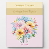 Gouden 50e verjaardag bloemen namen roze fotoplaat (Voorkant)