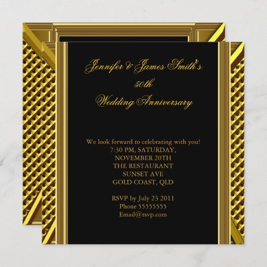 Gouden 50e verjaardag Elegante trouw goud Kaart (Voorkant / Achterkant)