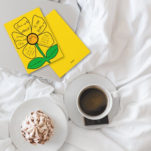 Gouden 50e verjaardag gouden doedel bloem kaart