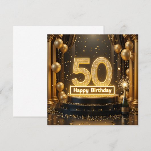 Gouden 50e verjaardag Kaart (Voorkant / Achterkant)