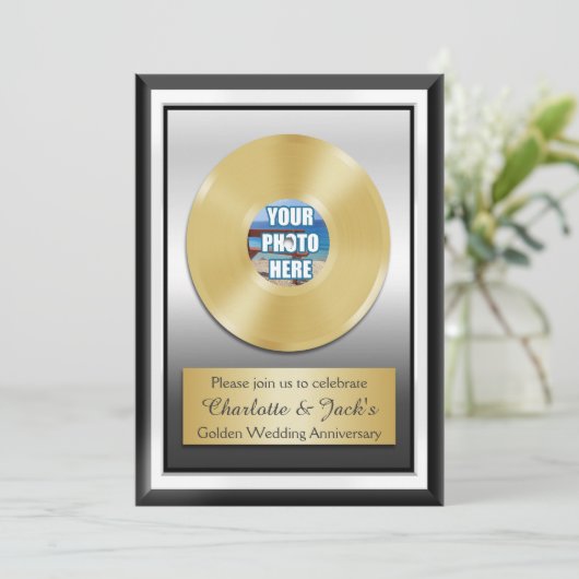 Gouden 50e verjaardag Persoonlijke Gouden Plaat Kaart (Staand voorkant)