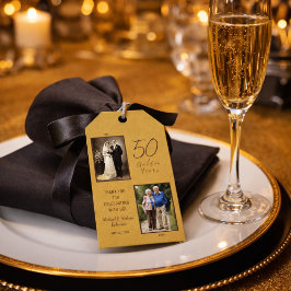 Gouden 50e verjaardag Toen en Nu Foto Favoriet Cadeaulabel