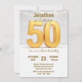 Gouden 50e verjaardag viering met strijklichten kaart (Voorkant)