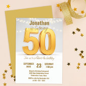 Gouden 50e verjaardag viering met strijklichten kaart