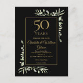 Gouden 50e verjaardag Wijzigingsdatum Groene decor Aankondigingskaart (Voorkant)