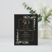 Gouden 50e verjaardag Wijzigingsdatum Groene decor Aankondigingskaart (Staand voorkant)