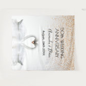 Gouden 50e verjaardag witte zwanen in liefde wandkleed (Voorkant (horizontaal))