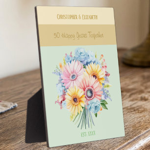 Gouden 50e verjaardagsbloemen namen groen fotoplaat