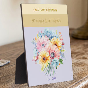 Gouden 50e verjaardagsbloemen namen paars fotoplaat