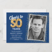 Gouden 50e verjaardagsfoto uitnodiging (Voorkant)