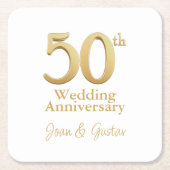 Gouden 50ste bruiloft Jubileum | Wit Kartonnen Onderzetters (Voorkant)