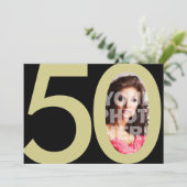 Gouden 50ste foto Verjaardag of andere feestuitnod Kaart (Staand voorkant)