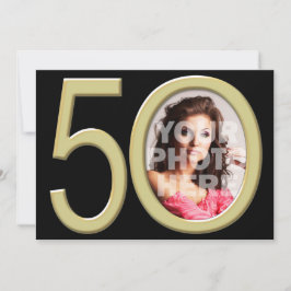 Gouden 50ste foto Verjaardag of andere feestuitnod Kaart
