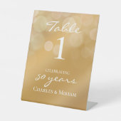 Gouden 50ste Huwelijksjubileum Feest Tafelbord Reclamebord Met Voetstuk (Voorkant)