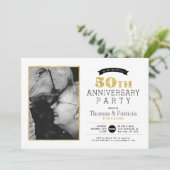 Gouden 50ste huwelijksjubileum foto uitnodiging (Staand voorkant)