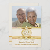 Gouden 50ste huwelijksjubileum foto uitnodigingen (Voorkant / Achterkant)