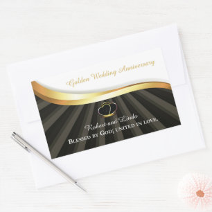 Gouden 50ste huwelijksjubileum religieus rechthoekige sticker