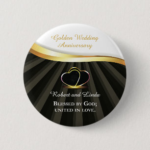 Gouden 50ste huwelijksjubileum religieus  ronde button 5,7 cm