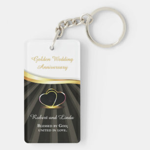 Gouden 50ste huwelijksjubileum religieus sleutelhanger