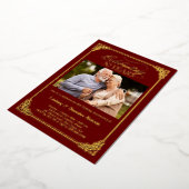 Gouden 50ste Huwelijksjubileum Viering Foto Folie Uitnodiging (Gedraaid)