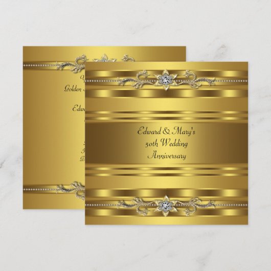 Gouden 50ste huwelijksjubileumfeest kaart (Voorkant / Achterkant)