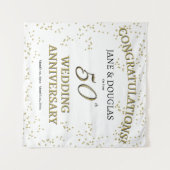 Gouden 50ste huwelijksjubileumfeest wandkleed (Voorkant (horizontaal))