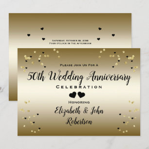 Gouden 50ste Huwelijksverjaardag Confetti Elegant Kaart
