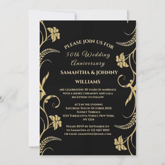 Gouden 50ste huwelijksverjaardag Foto Goud Kaart (Voorkant)