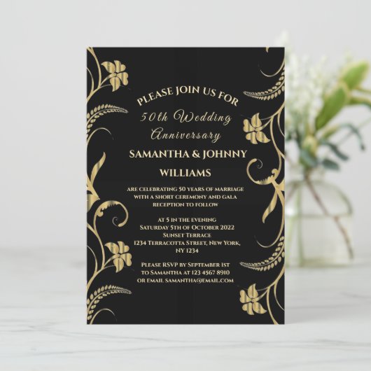 Gouden 50ste huwelijksverjaardag Foto Goud Kaart (Staand voorkant)