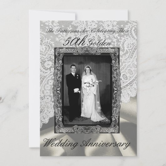 Gouden 50ste huwelijksverjaardag Foto Modern Kaart (Voorkant)