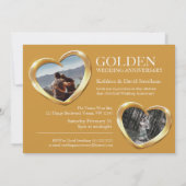 Gouden 50ste huwelijksverjaardag hartfeest kaart (Achterkant)