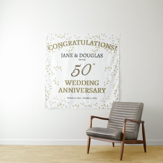 Gouden 50ste huwelijksverjaardagsfeestje  wandkleed (In situ)