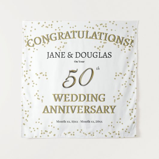 Gouden 50ste huwelijksverjaardagsfeestje  wandkleed (Voorkant)