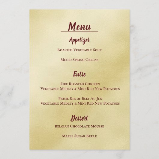 Gouden - 50ste - Jubileum Ontvangst Menu (Achterkant)